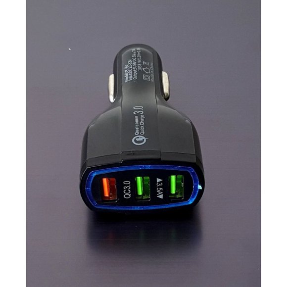 3 X Black Car Chargers 3 port QC Quick Charge - Picture 3 of 3